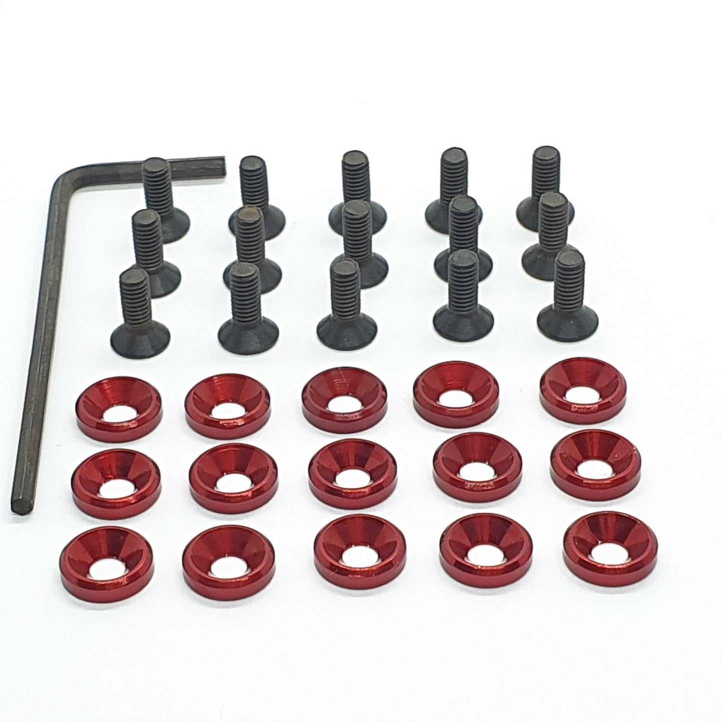 Kit rondella svasata + viti 3 mm + chiave - Ergal anodizzato - 15 pezzi