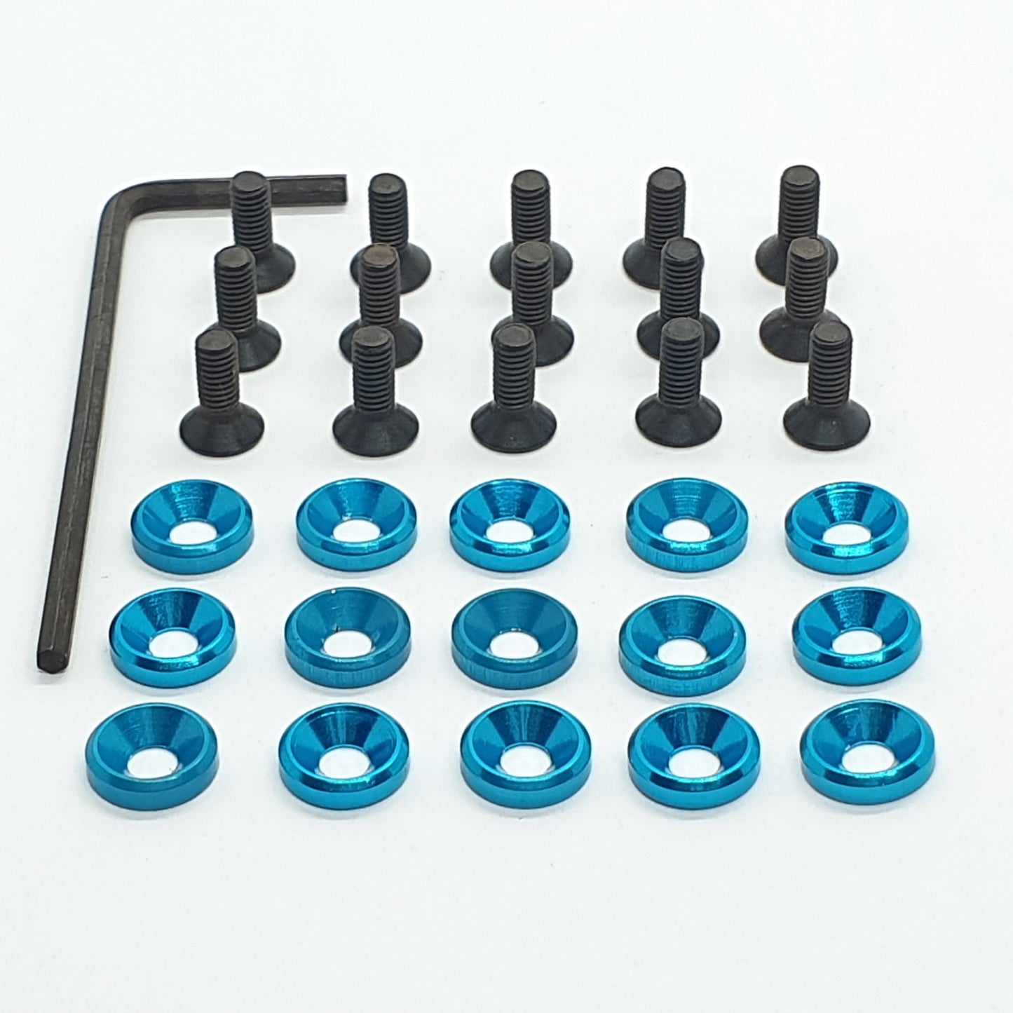Kit rondella svasata + viti 3 mm + chiave - Ergal anodizzato - 15 pezzi
