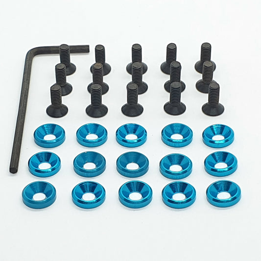 Kit rondella svasata + viti 3 mm + chiave - Ergal anodizzato - 15 pezzi