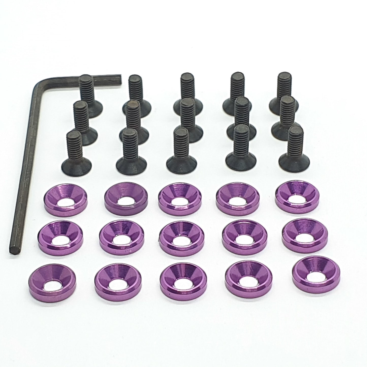 Kit rondella svasata + viti 3 mm + chiave - Ergal anodizzato - 15 pezzi