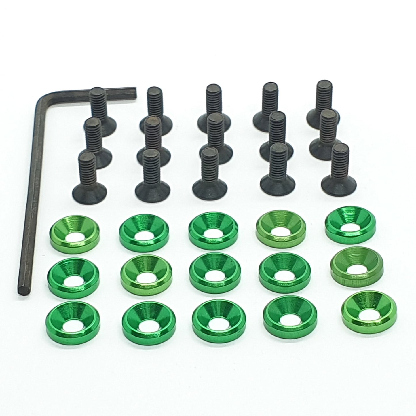 Kit rondella svasata + viti 3 mm + chiave - Ergal anodizzato - 15 pezzi