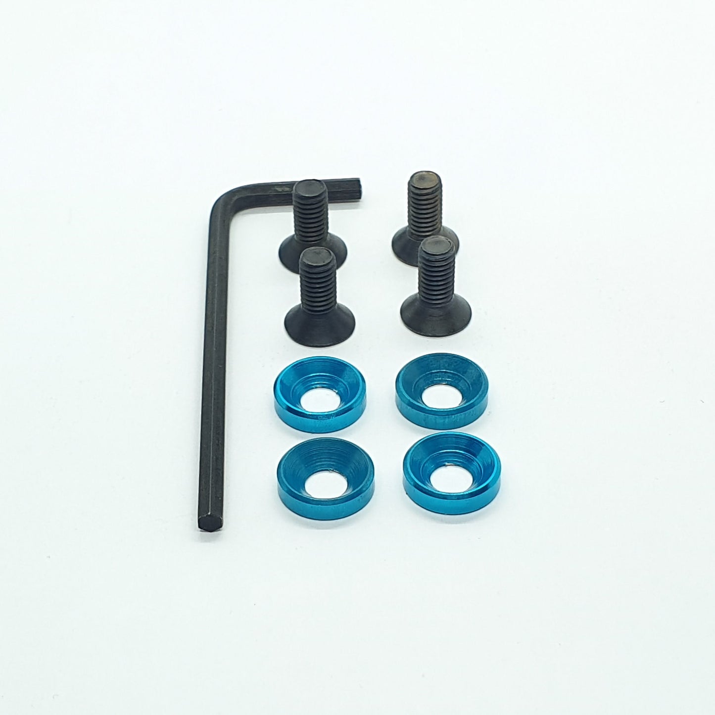 Kit rondella svasata + viti 4 mm + chiave - Ergal anodizzato - 4 pezzi