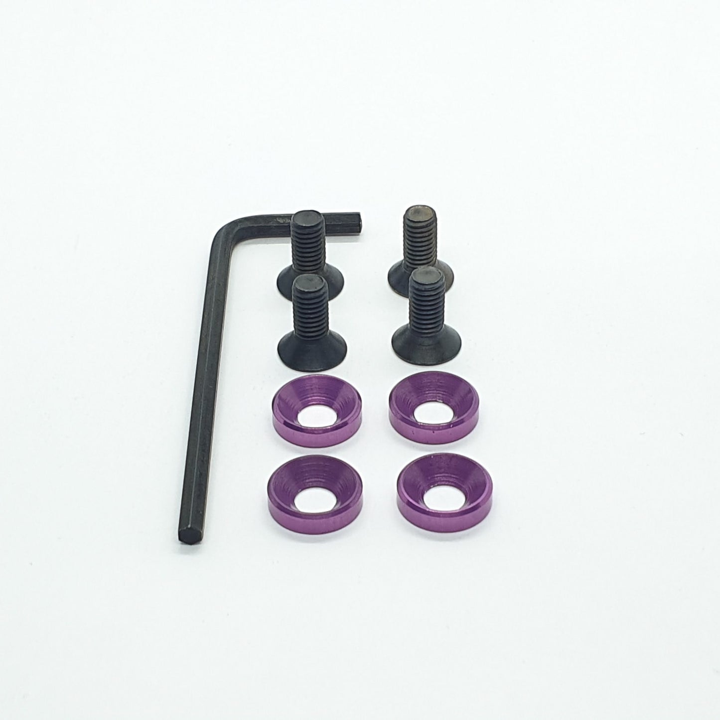 Kit rondella svasata + viti 4 mm + chiave - Ergal anodizzato - 4 pezzi