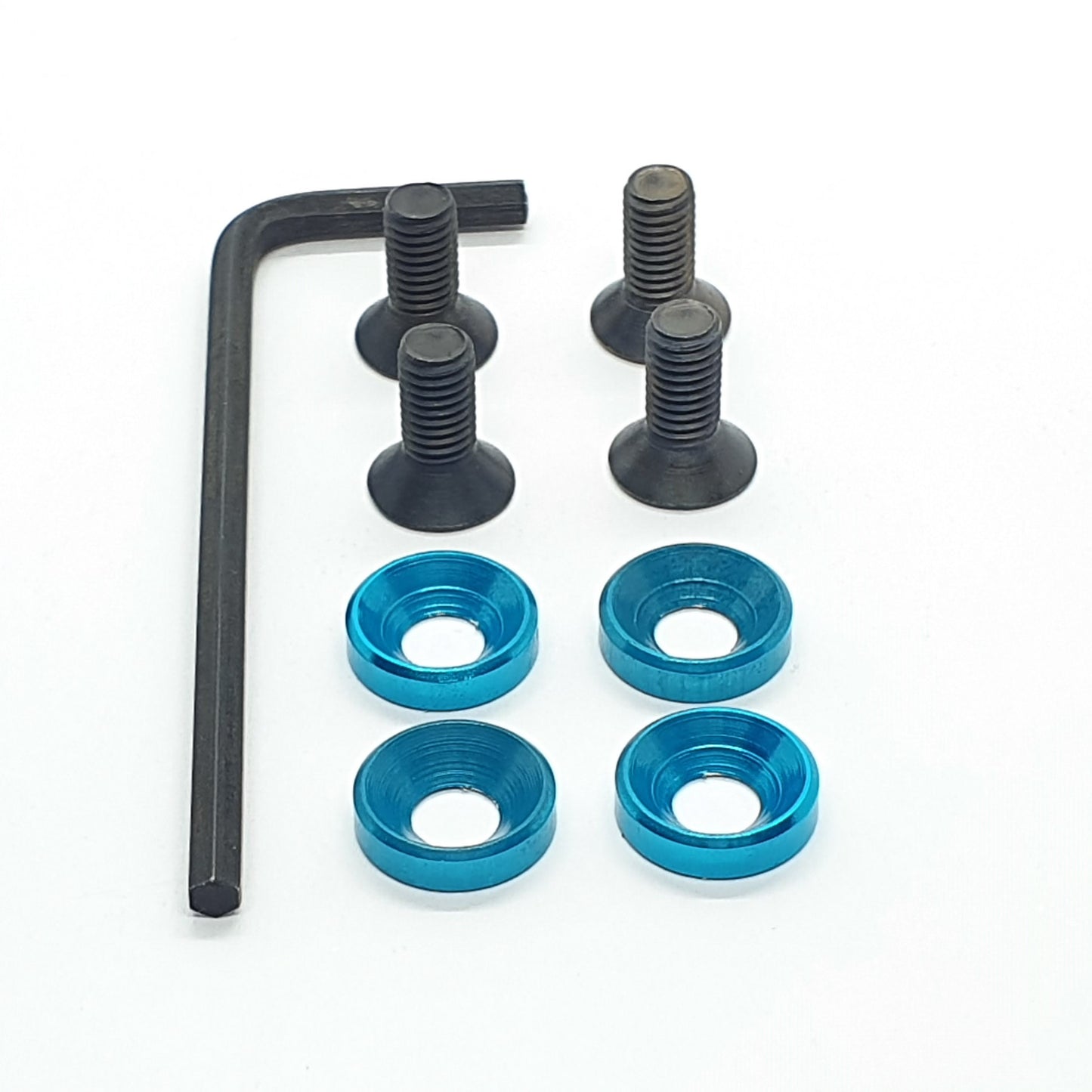 Kit rondella svasata + viti 5 mm + chiave - Ergal anodizzato - 4 pezzi